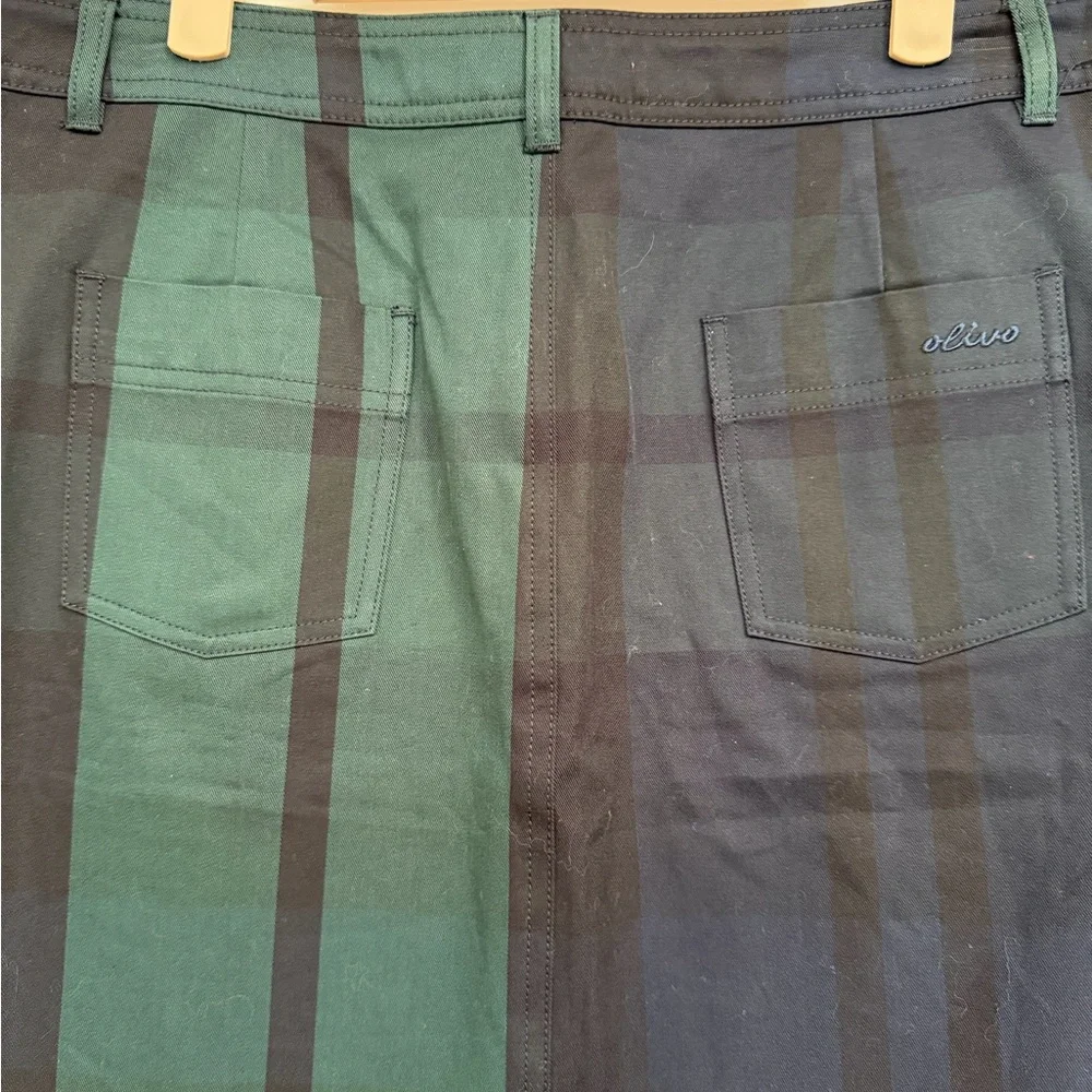 Beautiful Green and Blue Plaid Pencil Skirt with piping size large / 10/12